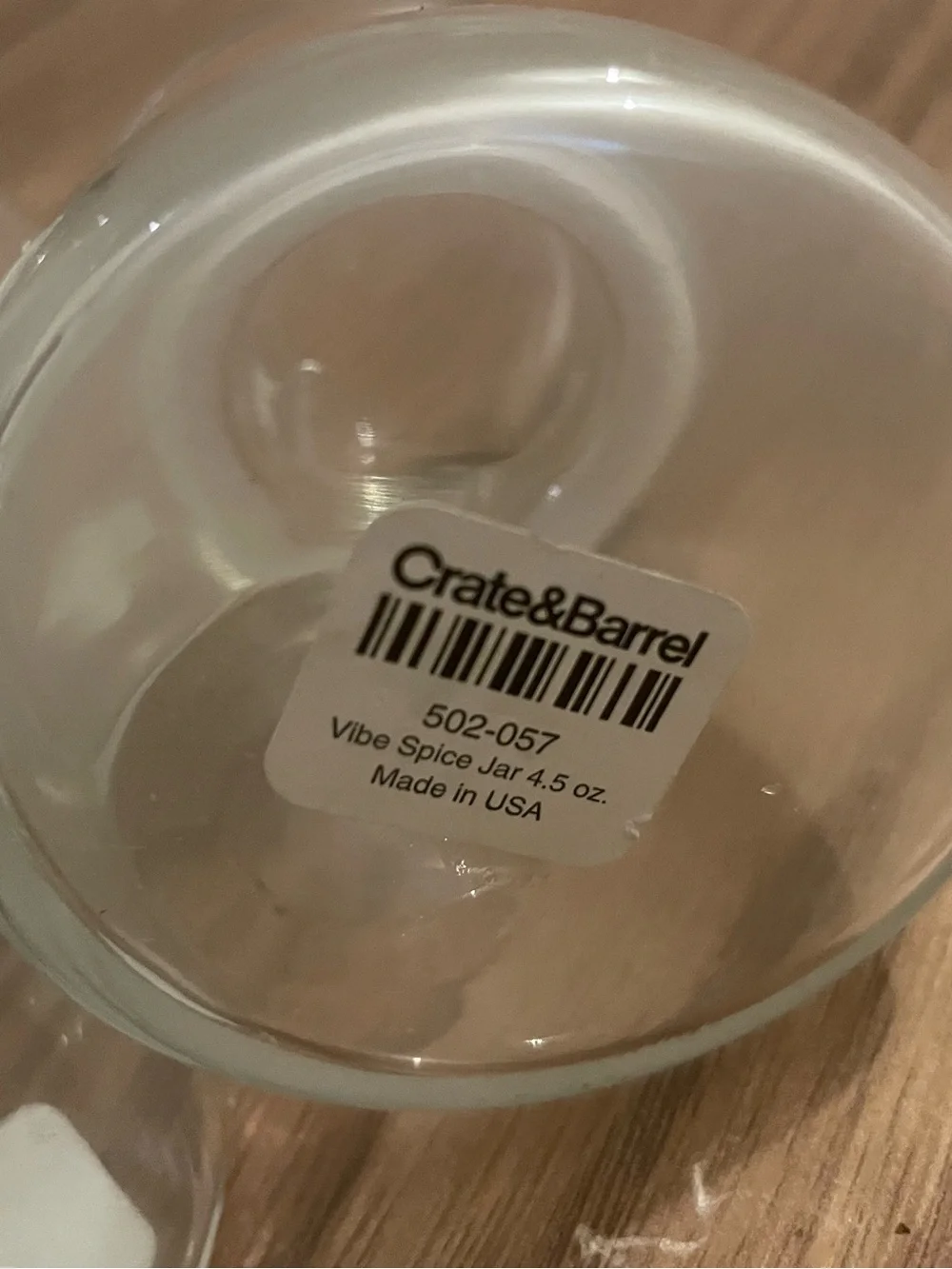 Crate&Barrel Clear Spice Jar with White Label